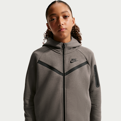 Nike Sportswear Tech Fleece Tam Boy Fermuarlı Kız Çocuk Kapüşonlu